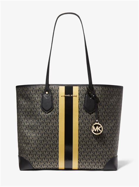 eva large logo stripe tote bag michael kors|eva tote bag.